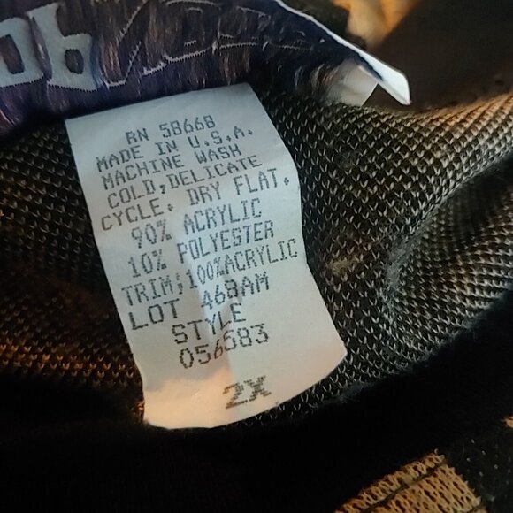 Vintage 80s Top Notch Womens Plus 2X Shirt Knit Geometric Flower Leaf Tan Black - Picture 5 of 10